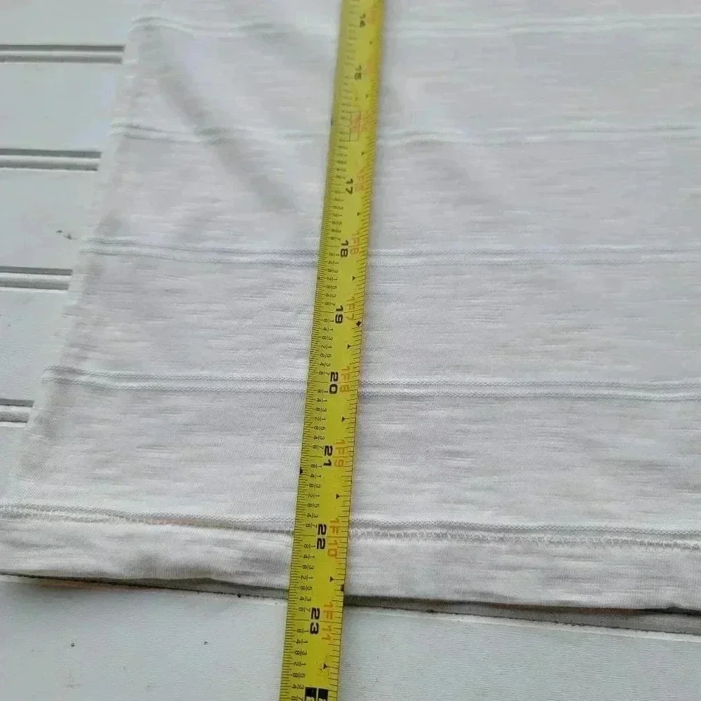 Gap Kids Cotton Poly Blend Pocket T-Shirt Off-White Ivory Striped Sz M 8